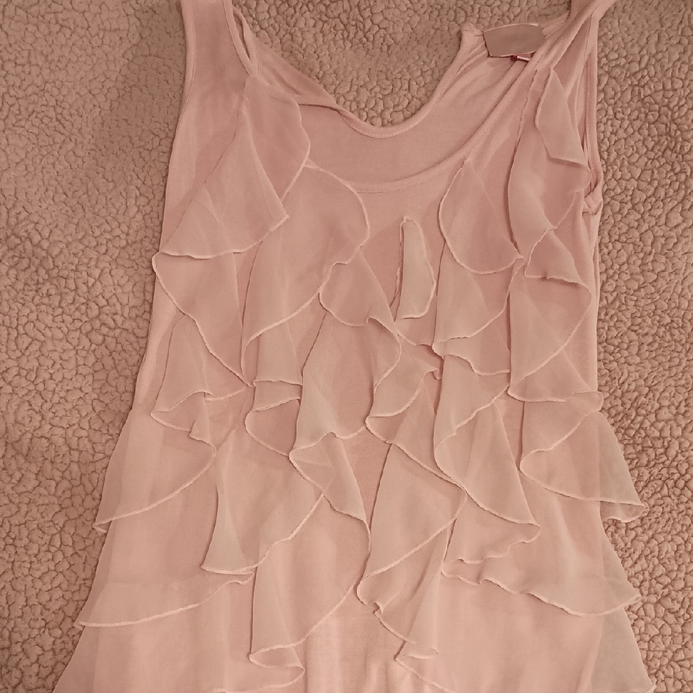 Romeo & Juliet Couture Blush Ruffle Tank Top